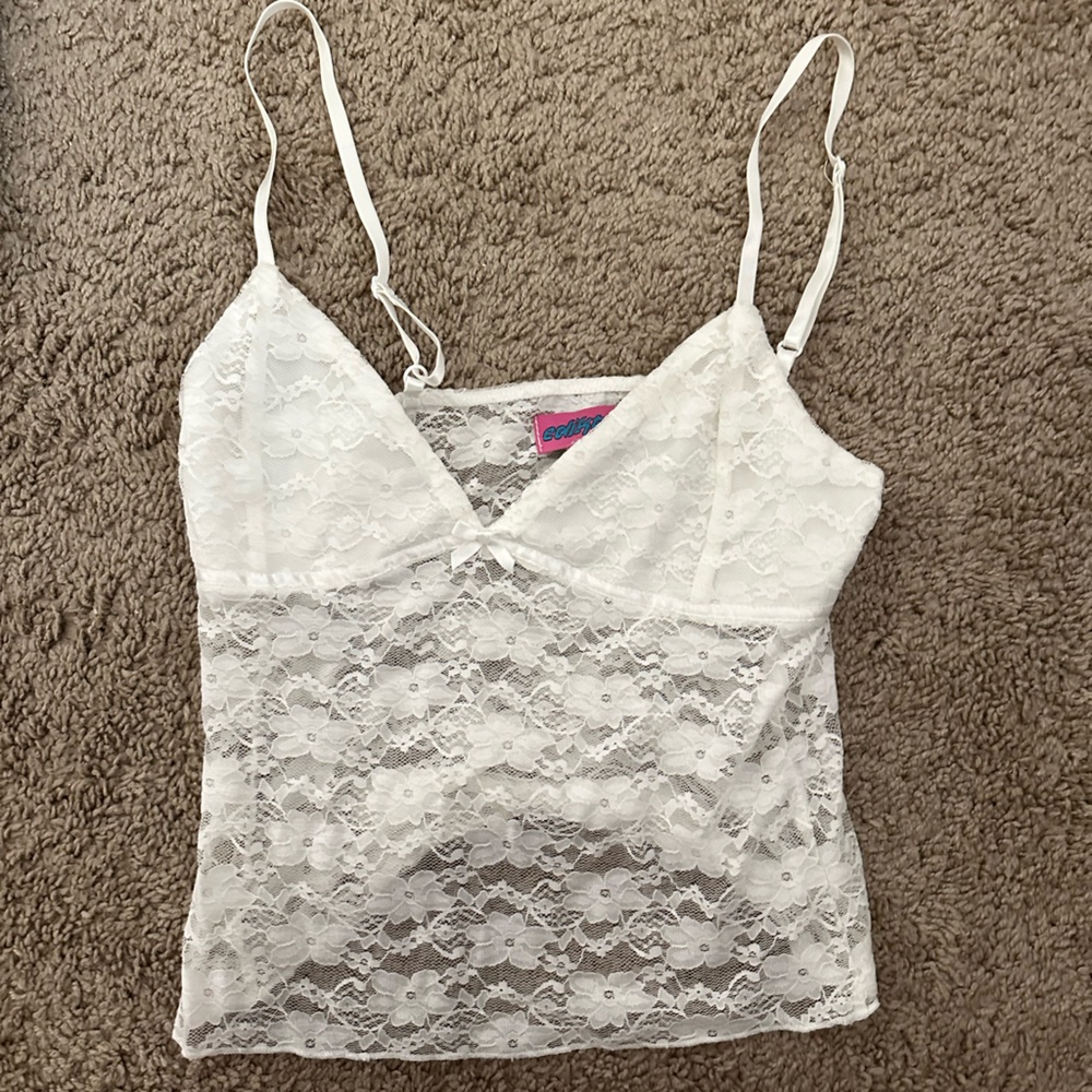 Edikted White Lace Fitted Camisole